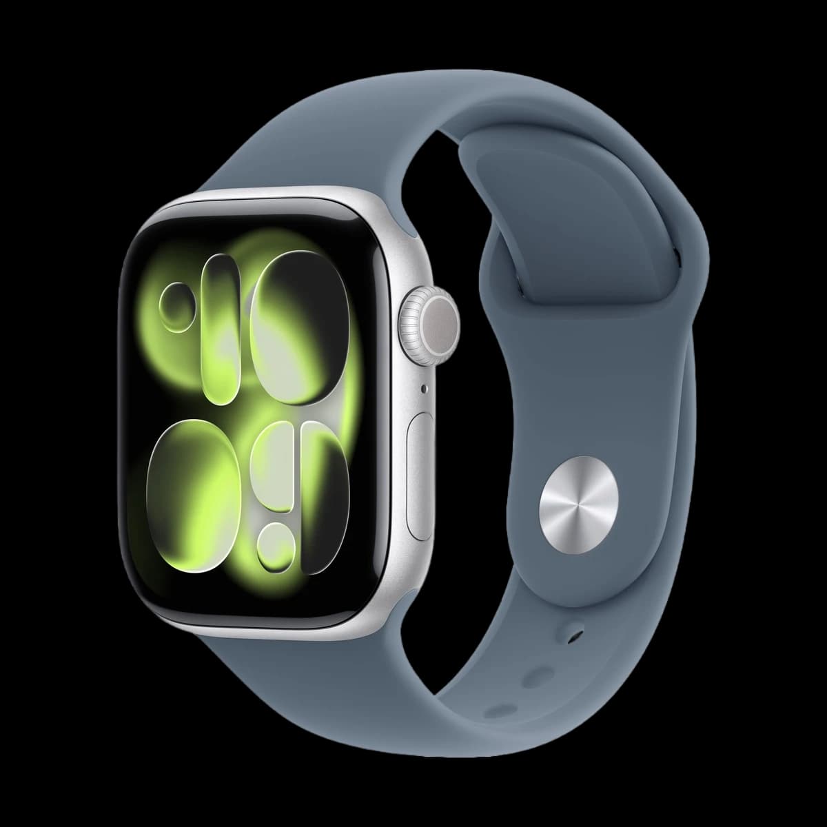 Apple Watch Series 11, 46 мм корпус из алюминия цвета «Silver», ремешок Sport Band размера S/M цвета «Anchor Blue»