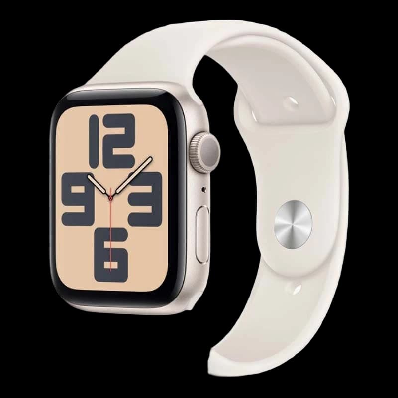 Apple Watch SE (2024), 44 мм корпус из алюминия цвета «Starlight», ремешок Sport Band размера S/M цвета «Starlight»