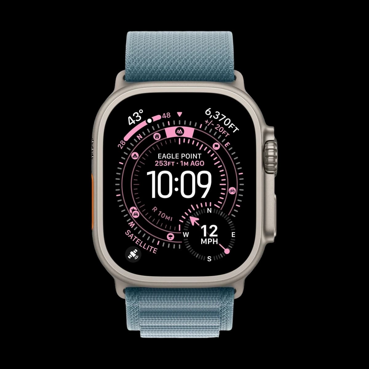 Apple Watch Ultra 3 (2025), 49 мм корпус из титана цвета «Natural», ремешок Alpine Loop размера S цвета «Light Blue»