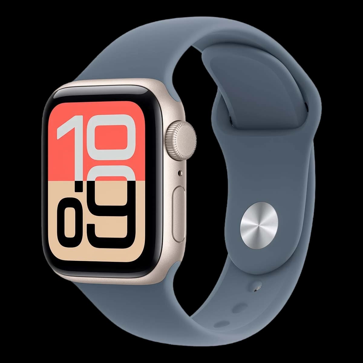 Apple Watch SE 3 (2025), 44 мм корпус из алюминия цвета «Starlight», ремешок Sport Band размера M/L цвета «Anchor Blue»