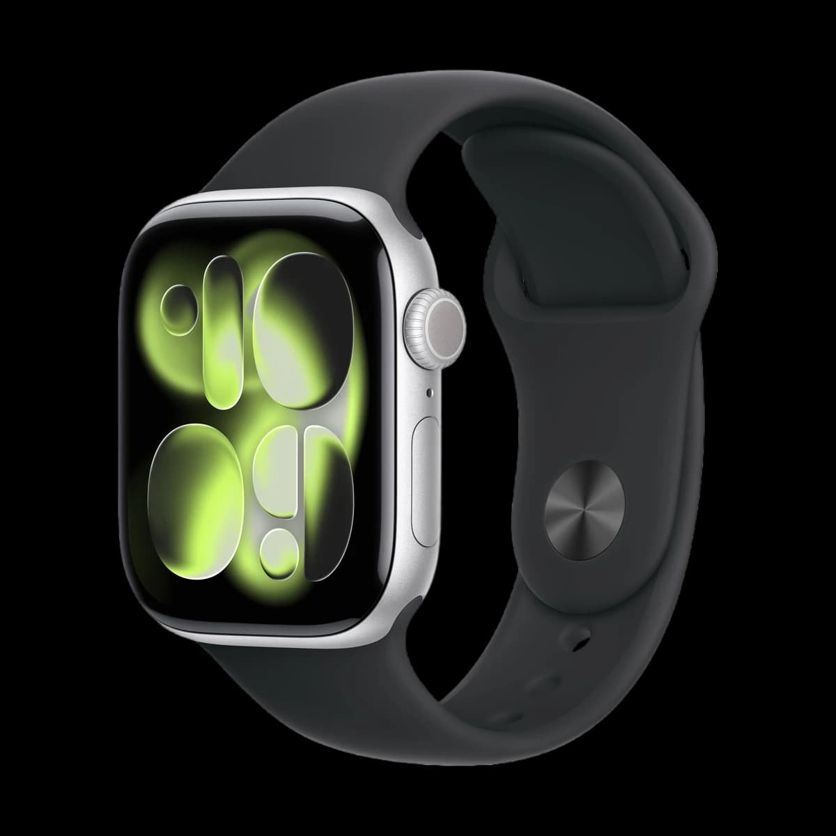 Apple Watch Series 11, 46 мм корпус из алюминия цвета «Silver», ремешок Sport Band размера M/L цвета «Black»