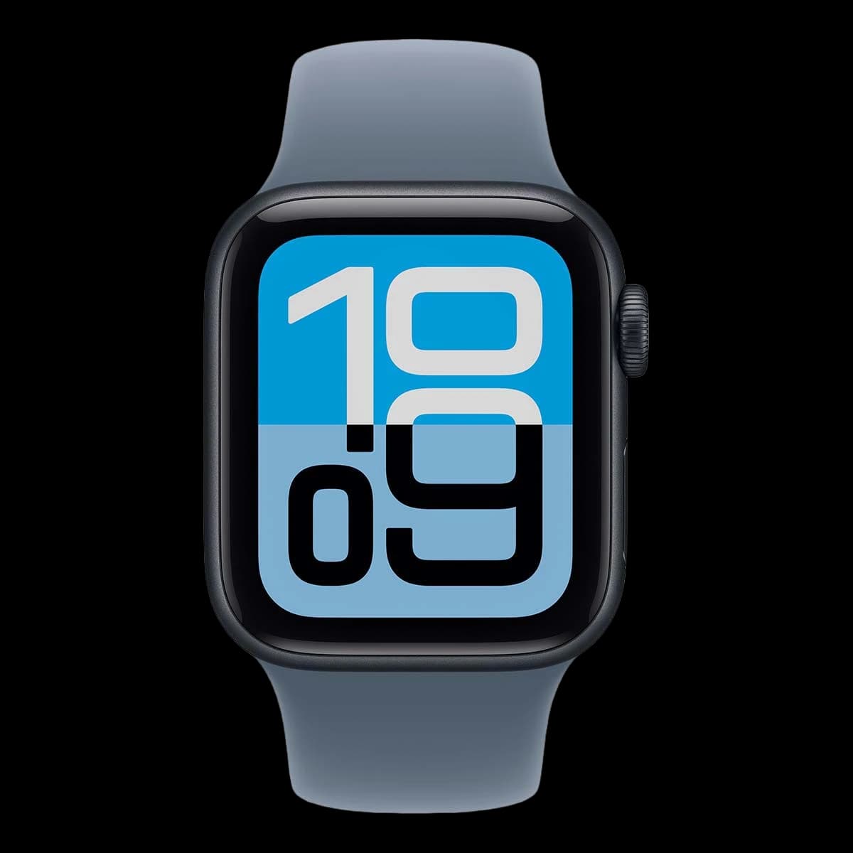Apple Watch SE 3 (2025), 44 мм корпус из алюминия цвета «Midnight», ремешок Sport Band размера S/M цвета «Anchor Blue»
