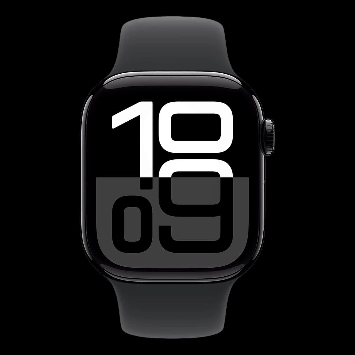 Apple Watch Series 10, 42 мм корпус из алюминия цвета «Jet Black», ремешок Sport Band размера S/M цвета «Black»