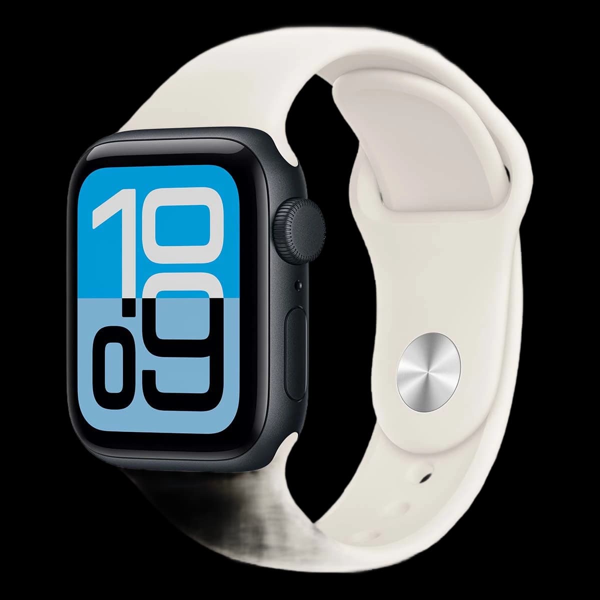 Apple Watch SE 3 (2025), 44 мм корпус из алюминия цвета «Midnight», ремешок Sport Band размера S/M цвета «Starlight»