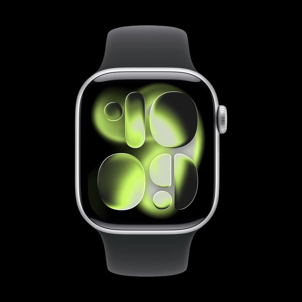 Apple Watch Series 11, 46 мм корпус из алюминия цвета «Silver», ремешок Sport Band размера S/M цвета «Black»
