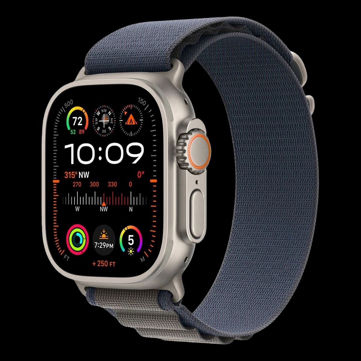 Apple Watch Ultra 2 (2023), 49 мм корпус из титана цвета «Natural», ремешок Alpine Loop размера L цвета «Blue»