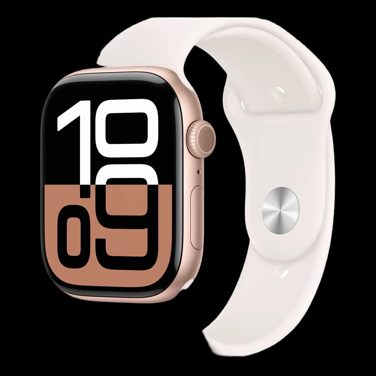 Apple Watch Series 10, 46 мм корпус из алюминия цвета «Rose Gold», ремешок Sport Band размера S/M цвета «Light Blush»