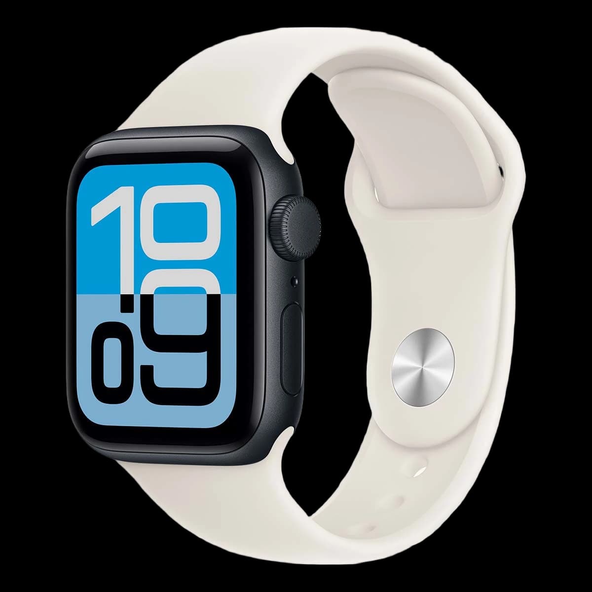 Apple Watch SE 3 (2025), 44 мм корпус из алюминия цвета «Midnight», ремешок Sport Band размера M/L цвета «Starlight»