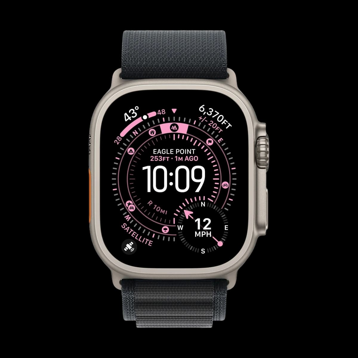 Apple Watch Ultra 3 (2025), 49 мм корпус из титана цвета «Natural», ремешок Alpine Loop размера S цвета «Black»