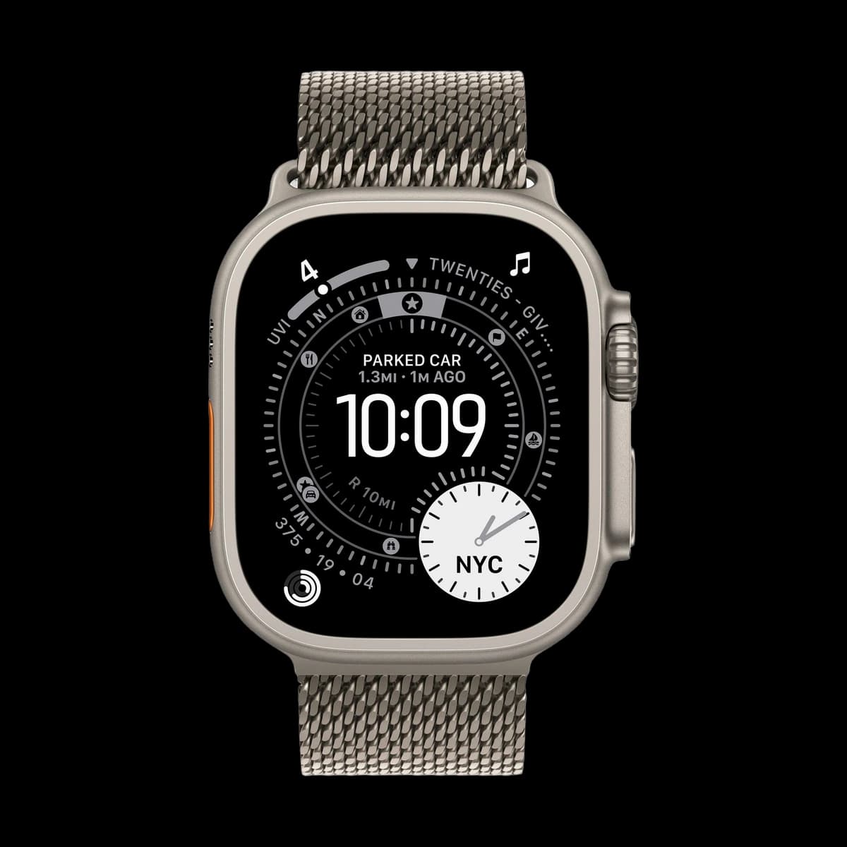 Apple Watch Ultra 3 (2025), 49 мм корпус из титана цвета «Natural», ремешок Titanium Milanese Loop размера S цвета «Natural»