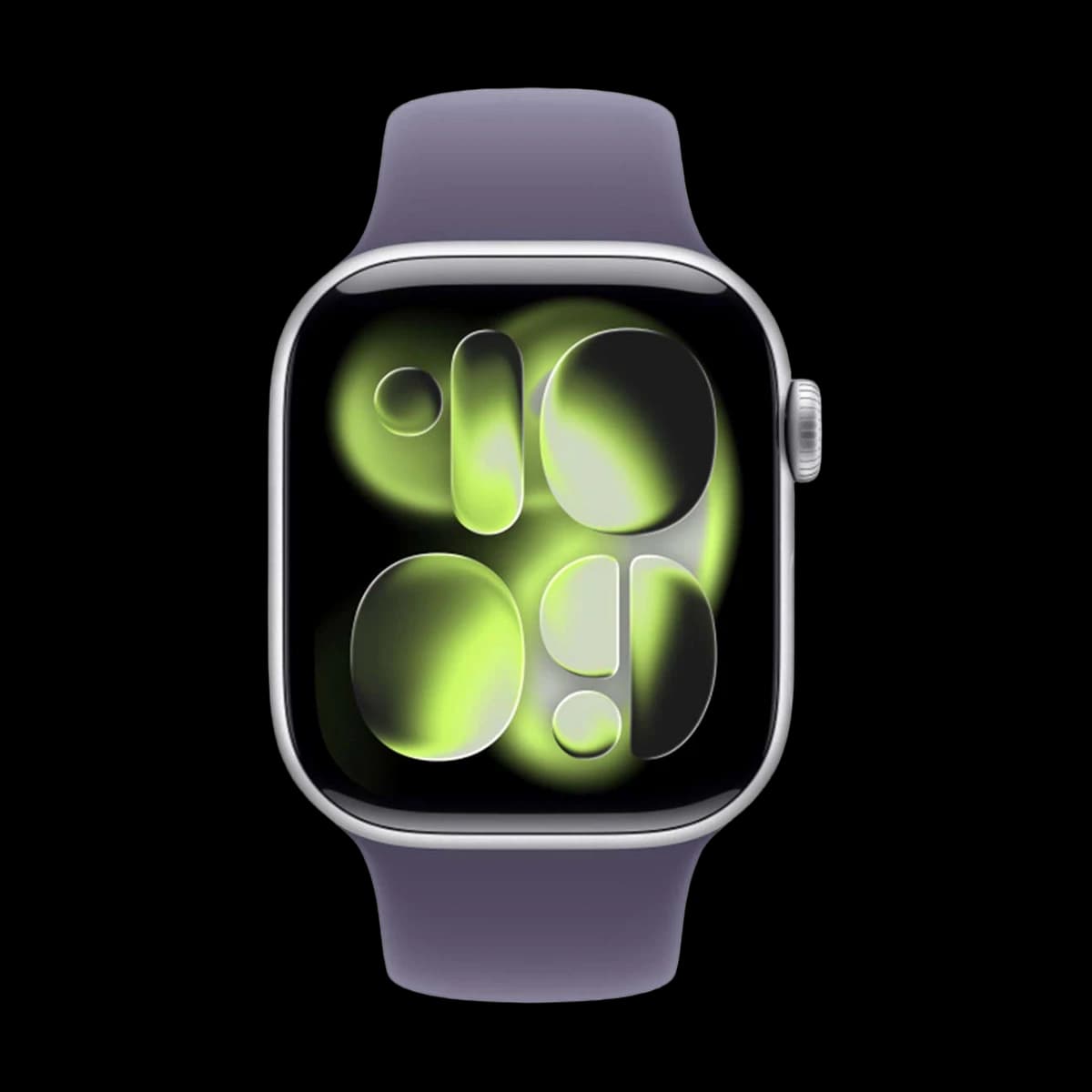 Apple Watch Series 11, 46 мм корпус из алюминия цвета «Silver», ремешок Sport Band размера S/M цвета «Purple Fog»