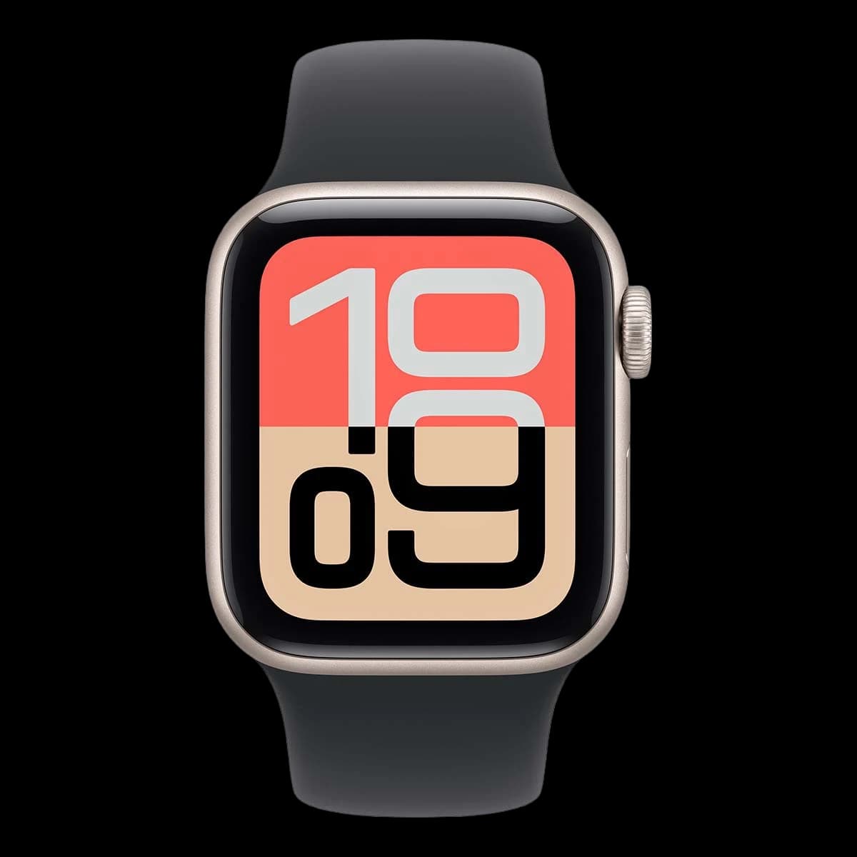 Apple Watch SE 3 (2025), 44 мм корпус из алюминия цвета «Starlight», ремешок Sport Band размера S/M цвета «Midnight»