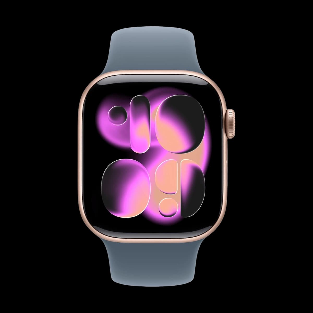 Apple Watch Series 11, 46 мм корпус из алюминия цвета «Rose Gold», ремешок Sport Band размера M/L цвета «Anchor Blue»