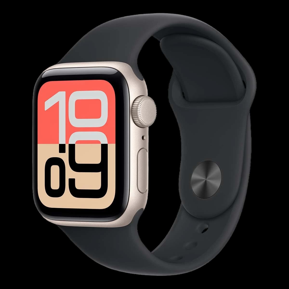 Apple Watch SE 3 (2025), 44 мм корпус из алюминия цвета «Starlight», ремешок Sport Band размера M/L цвета «Midnight»