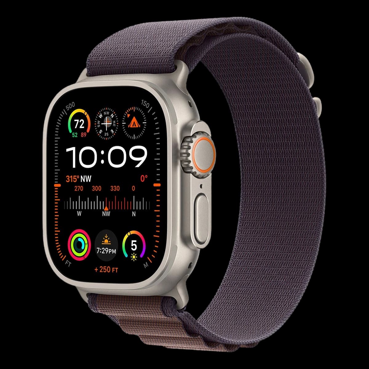 Apple Watch Ultra 2 (2023), 49 мм корпус из титана цвета «Natural», ремешок Alpine Loop размера L цвета «Indigo»