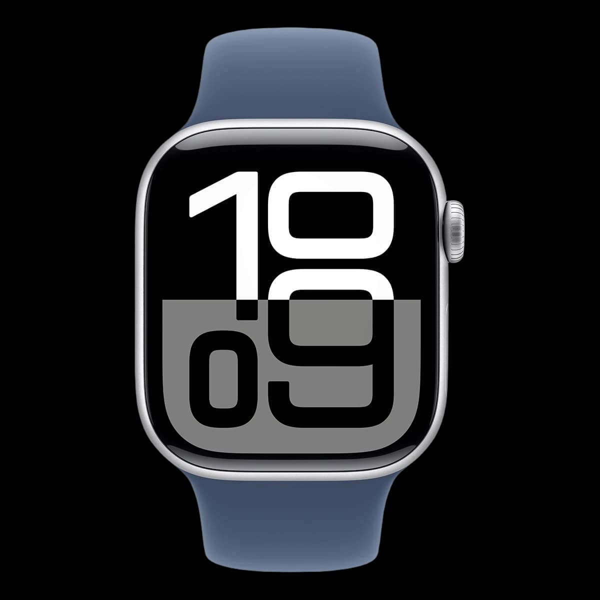 Apple Watch Series 10, 42 мм корпус из алюминия цвета «Silver», ремешок Sport Band размера S/M цвета «Denim»
