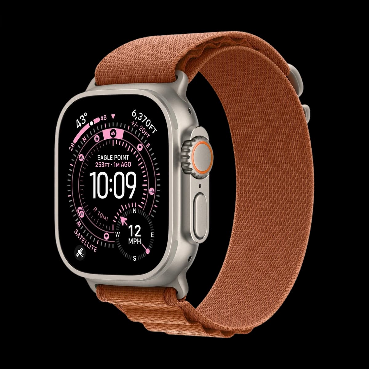 Apple Watch Ultra 3 (2025), 49 мм корпус из титана цвета «Natural», ремешок Alpine Loop размера M цвета «Terra Cotta»