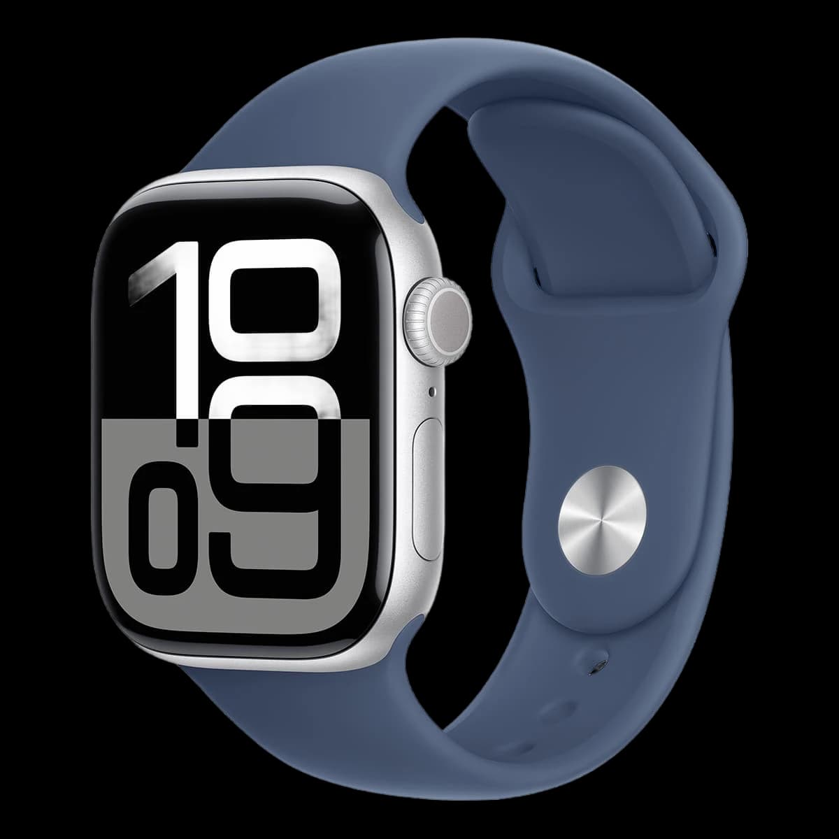 Apple Watch Series 10, 42 мм корпус из алюминия цвета «Silver», ремешок Sport Band размера S/M цвета «Denim»