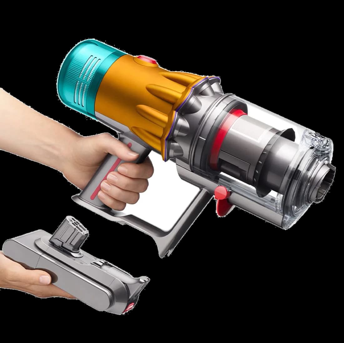 Пылесос Dyson V12S Detect Slim Submarine Yellow/Nickel, серебристый