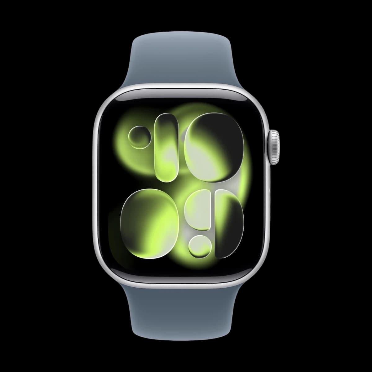 Apple Watch Series 11, 46 мм корпус из алюминия цвета «Silver», ремешок Sport Band размера S/M цвета «Anchor Blue»