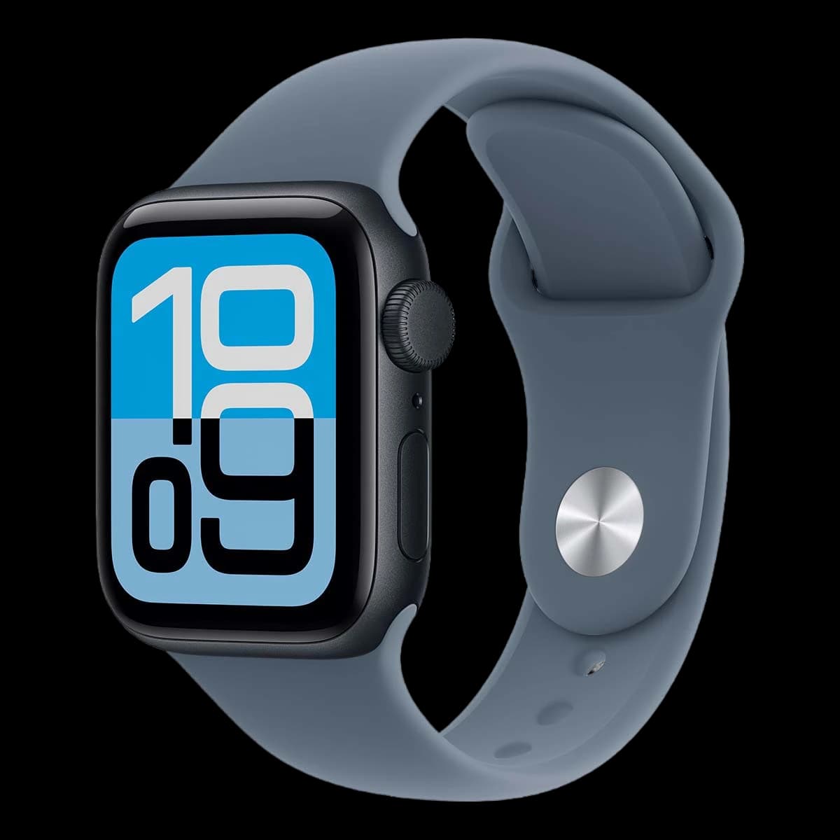 Apple Watch SE 3 (2025), 40 мм корпус из алюминия цвета «Midnight», ремешок Sport Band размера S/M цвета «Anchor Blue»