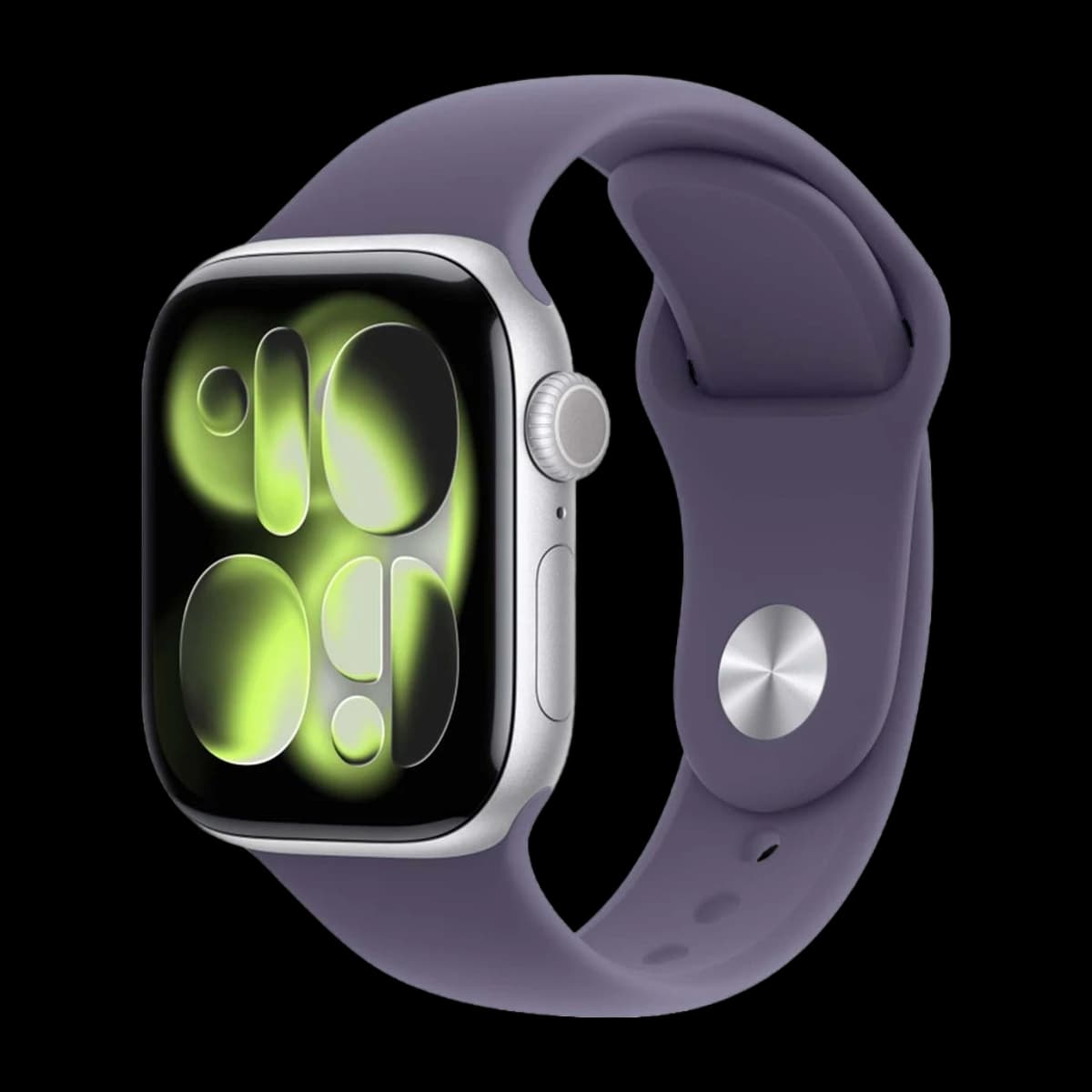 Apple Watch Series 11, 46 мм корпус из алюминия цвета «Silver», ремешок Sport Band размера M/L цвета «Purple Fog»