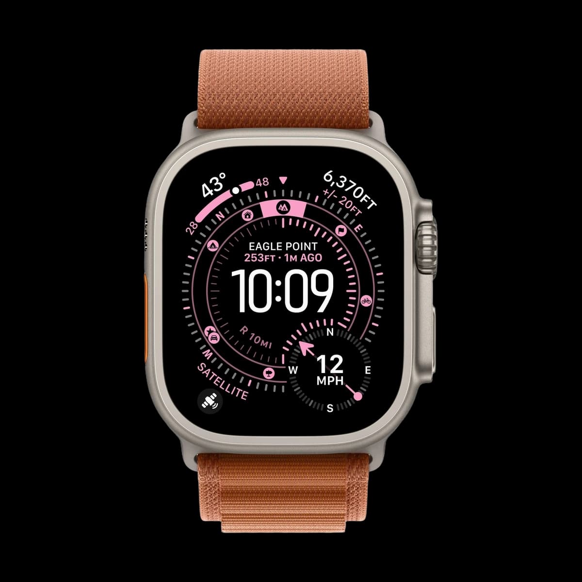 Apple Watch Ultra 3 (2025), 49 мм корпус из титана цвета «Natural», ремешок Alpine Loop размера M цвета «Terra Cotta»