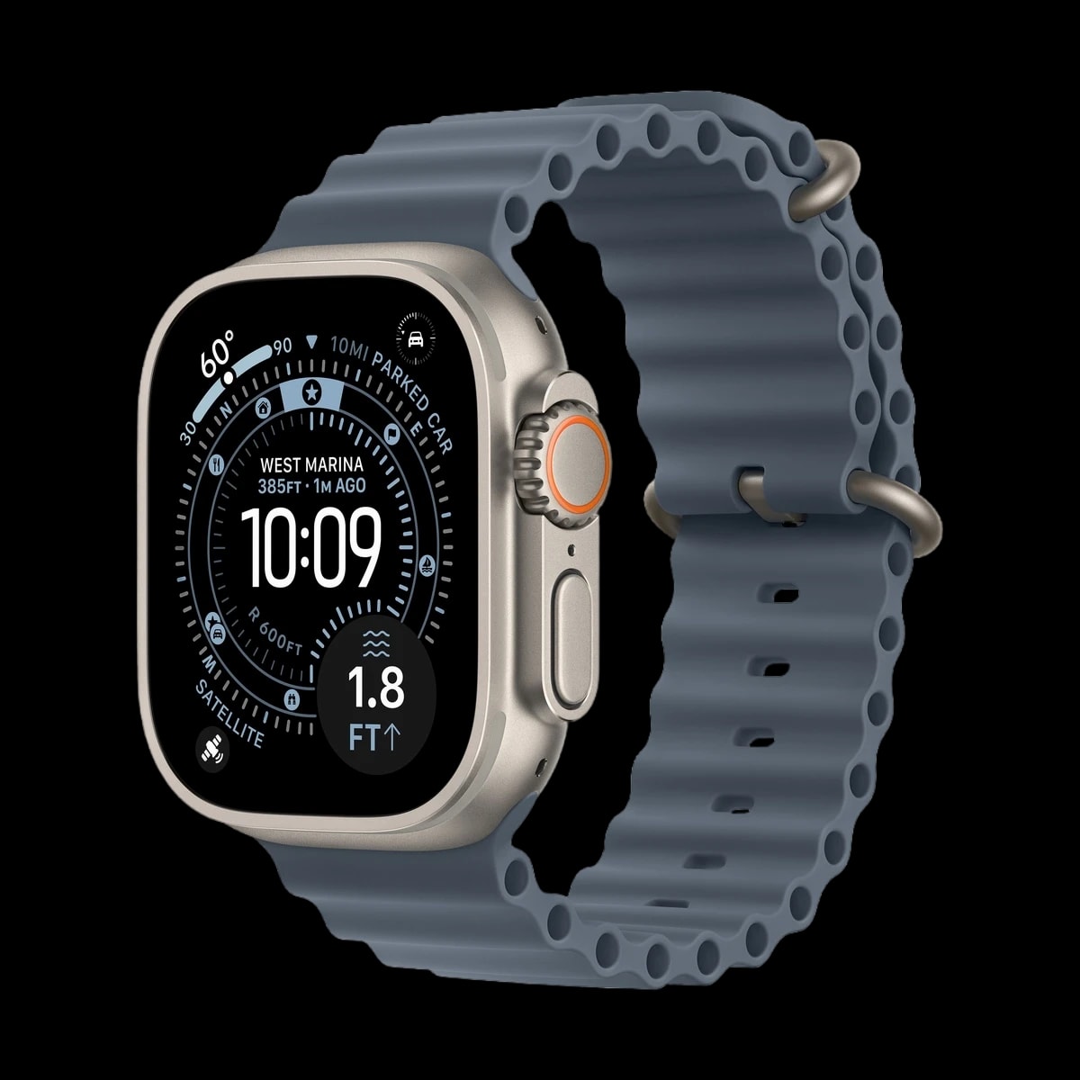 Apple Watch Ultra 3 (2025), 49 мм корпус из титана цвета «Natural», ремешок Ocean Band цвета «Anchor Blue»
