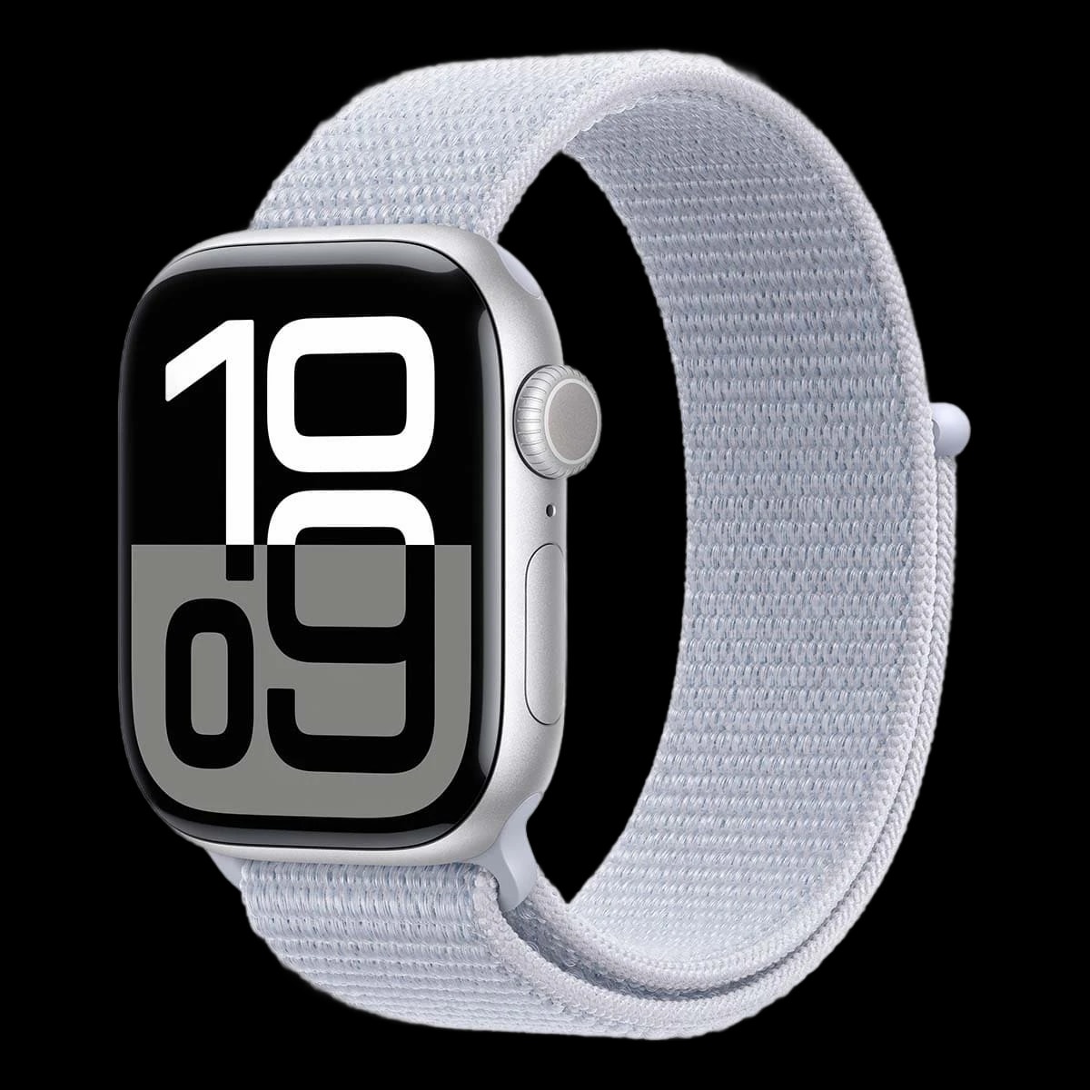 Apple Watch Series 10, 42 мм корпус из алюминия цвета «Silver», ремешок Sport Loop цвета «Blue Cloud»