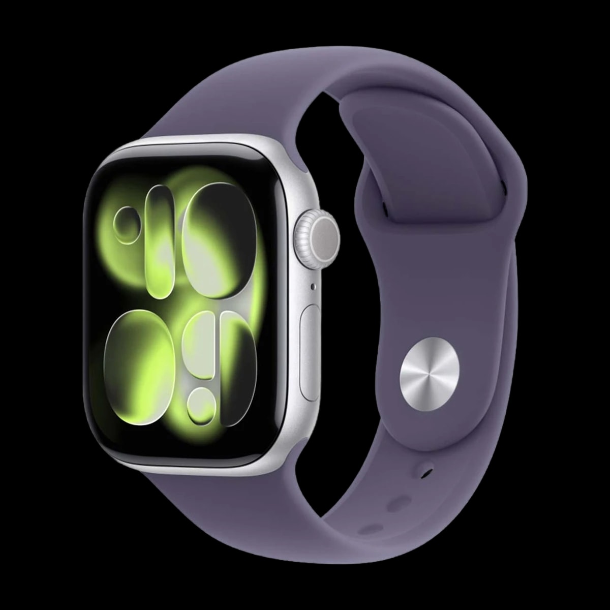 Apple Watch Series 11, 46 мм корпус из алюминия цвета «Silver», ремешок Sport Band размера S/M цвета «Purple Fog»