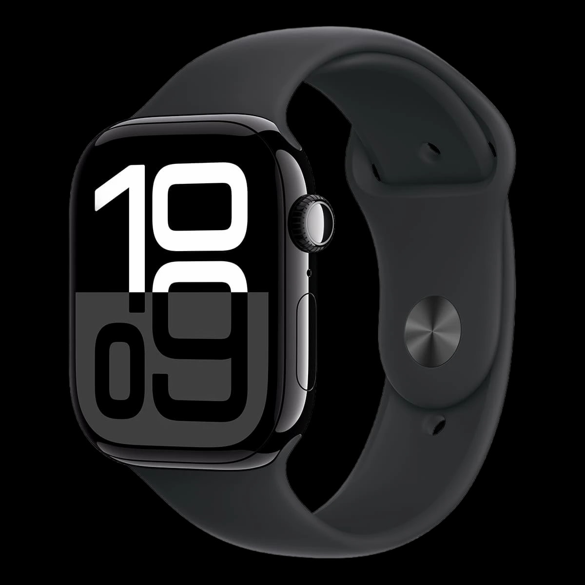 Apple Watch Series 10, 46 мм корпус из алюминия цвета «Jet Black», ремешок Sport Band размера S/M цвета «Black»